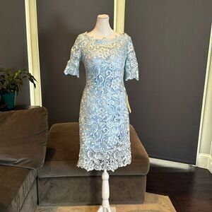 Women’s Blue Short Formal Party Dress Zip Up Back Half Sleeve Size 4 NWT